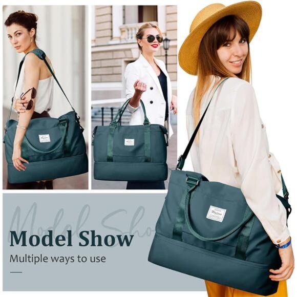 Weekender Bags for Women,Personal Item Travel Bag with Shoes Compartment - Picture 7 of 8